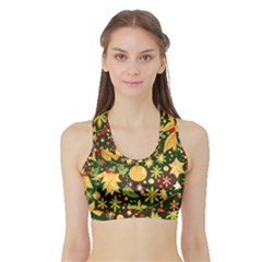 Christmas Pattern Sports Bra With Border