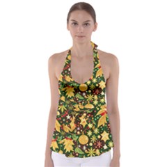 Christmas Pattern Tie Back Tankini Top