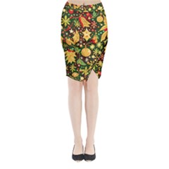 Christmas Pattern Midi Wrap Pencil Skirt