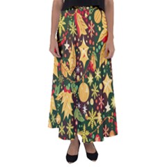 Christmas Pattern Flared Maxi Skirt