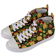 Christmas Pattern Women s Mid-top Canvas Sneakers