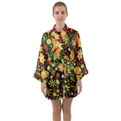 Christmas Pattern Long Sleeve Satin Kimono