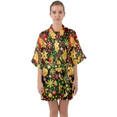 Christmas Pattern Half Sleeve Satin Kimono 