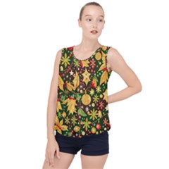 Christmas Pattern Bubble Hem Chiffon Tank Top