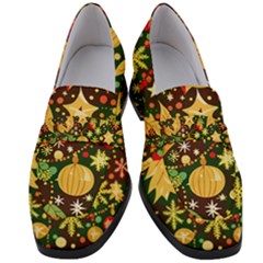 Christmas Pattern Women s Chunky Heel Loafers