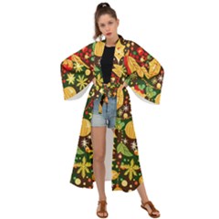 Christmas Pattern Maxi Kimono