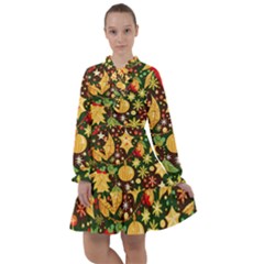 Christmas Pattern All Frills Chiffon Dress