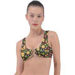 Christmas Pattern Ring Detail Bikini Top