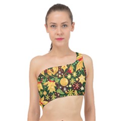 Christmas Pattern Spliced Up Bikini Top 