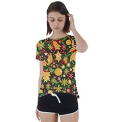 Christmas Pattern Short Sleeve Open Back T-shirt