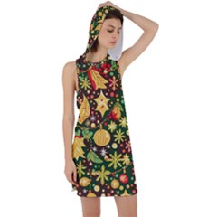 Christmas Pattern Racer Back Hoodie Dress