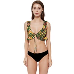 Christmas Pattern Low Cut Ruffle Edge Bikini Top