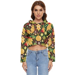 Christmas Pattern Women s Lightweight Cropped Hoodie