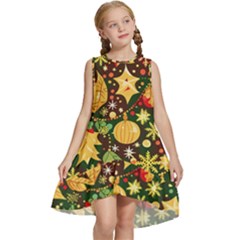 Christmas Pattern Kids  Frill Swing Dress