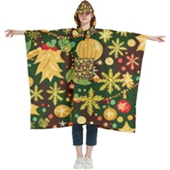 Christmas Pattern Women s Hooded Rain Ponchos