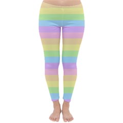 Cute Pastel Rainbow Stripes Classic Winter Leggings by Ket1n9