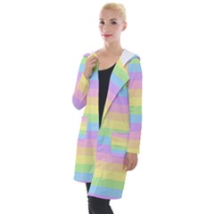 Cute Pastel Rainbow Stripes Hooded Pocket Cardigan by Ket1n9