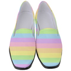 Cute Pastel Rainbow Stripes Women s Classic Loafer Heels by Ket1n9