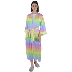 Cute Pastel Rainbow Stripes Maxi Satin Kimono by Ket1n9