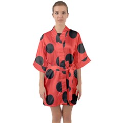 Abstract-bug-cubism-flat-insect Half Sleeve Satin Kimono  by Ket1n9