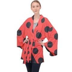 Abstract-bug-cubism-flat-insect Long Sleeve Velvet Kimono  by Ket1n9