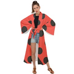 Abstract-bug-cubism-flat-insect Maxi Kimono by Ket1n9