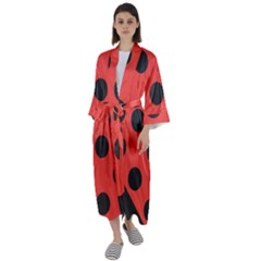 Abstract-bug-cubism-flat-insect Maxi Satin Kimono by Ket1n9