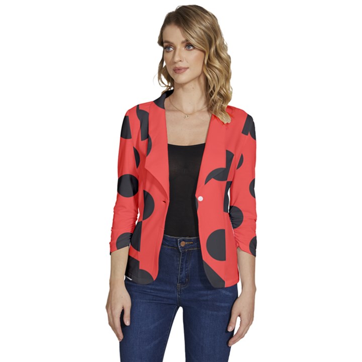 Abstract-bug-cubism-flat-insect Women s One-Button 3/4 Sleeve Short Jacket