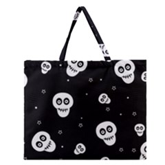 Skull Pattern Zipper Large Tote Bag by Ket1n9