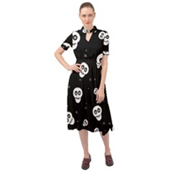 Skull Pattern Keyhole Neckline Chiffon Dress by Ket1n9