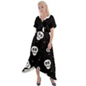 Skull Pattern Cross Front Sharkbite Hem Maxi Dress View1