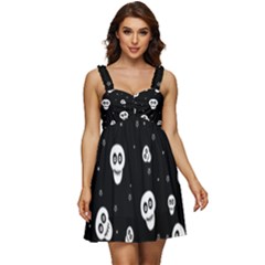 Skull Pattern Ruffle Strap Babydoll Chiffon Dress by Ket1n9