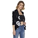 Skull Pattern Women s 3/4 Sleeve Ruffle Edge Open Front Jacket View3