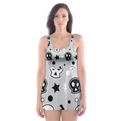 Skull-pattern- Skater Dress Swimsuit by Ket1n9