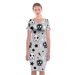 Skull-pattern- Classic Short Sleeve Midi Dress by Ket1n9