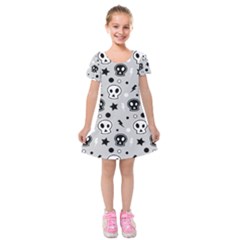 Skull-pattern- Kids  Short Sleeve Velvet Dress by Ket1n9