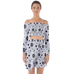 Skull-pattern- Off Shoulder Top With Skirt Set by Ket1n9