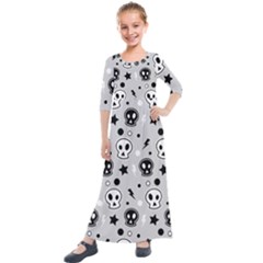 Skull-pattern- Kids  Quarter Sleeve Maxi Dress by Ket1n9