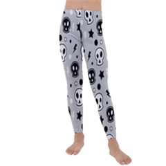 Skull-pattern- Kids  Lightweight Velour Leggings by Ket1n9