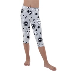 Skull-pattern- Kids  Lightweight Velour Capri Leggings  by Ket1n9