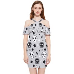 Skull-pattern- Shoulder Frill Bodycon Summer Dress