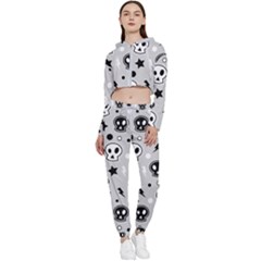 Skull-pattern- Cropped Zip Up Lounge Set by Ket1n9