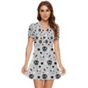 Skull-pattern- V-Neck High Waist Chiffon Mini Dress View1