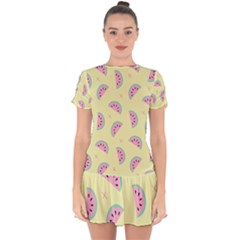 Watermelon Wallpapers  Creative Illustration And Patterns Drop Hem Mini Chiffon Dress by Ket1n9