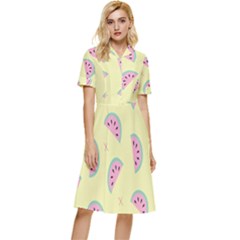 Watermelon Wallpapers  Creative Illustration And Patterns Button Top Knee Length Dress by Ket1n9