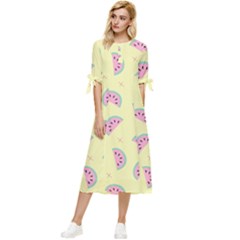 Watermelon Wallpapers  Creative Illustration And Patterns Bow Sleeve Chiffon Midi Dress by Ket1n9