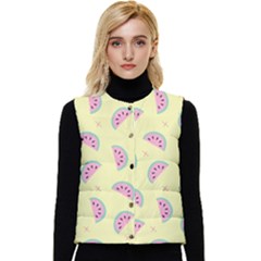 Watermelon Wallpapers  Creative Illustration And Patterns Women s Button Up Puffer Vest by Ket1n9