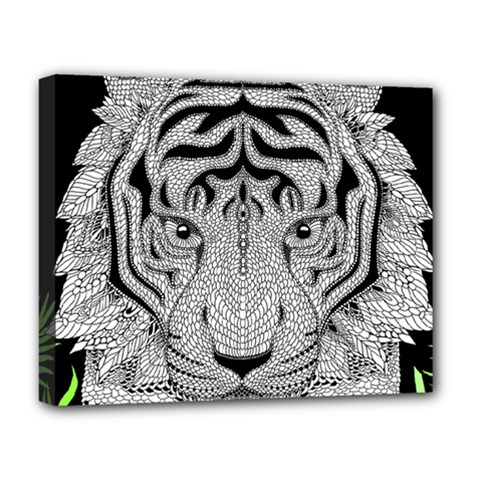 Tiger Head Deluxe Canvas 20  X 16  (stretched) by Ket1n9