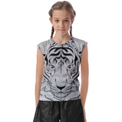 Tiger Head Kids  Raglan Cap Sleeve T-shirt by Ket1n9