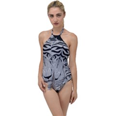 Tiger Head Go With The Flow One Piece Swimsuit by Ket1n9